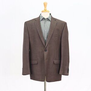 Chaps 48R Brown Solid 2-Button Sport Coat Blazer Jacket T347